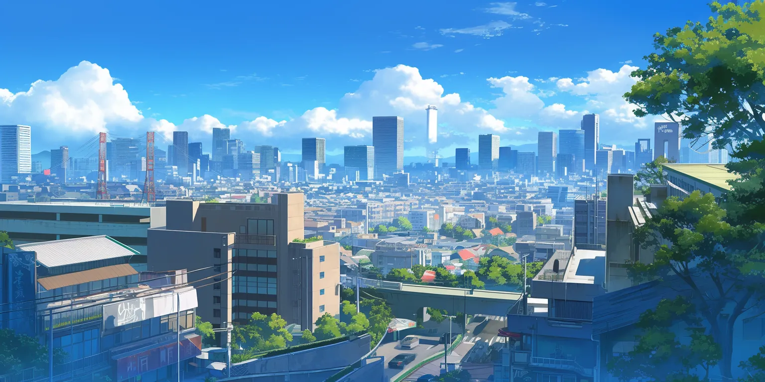 anime city background tokyo, 3440x1440, flcl, city, backgrounds