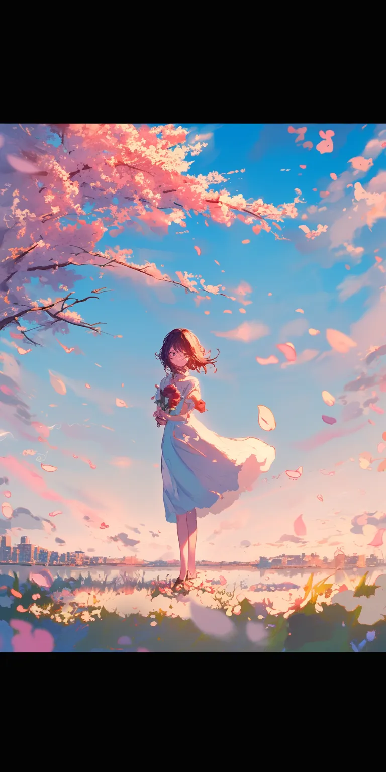 pink anime background sakura, ghibli, sky, wonderland, blossom