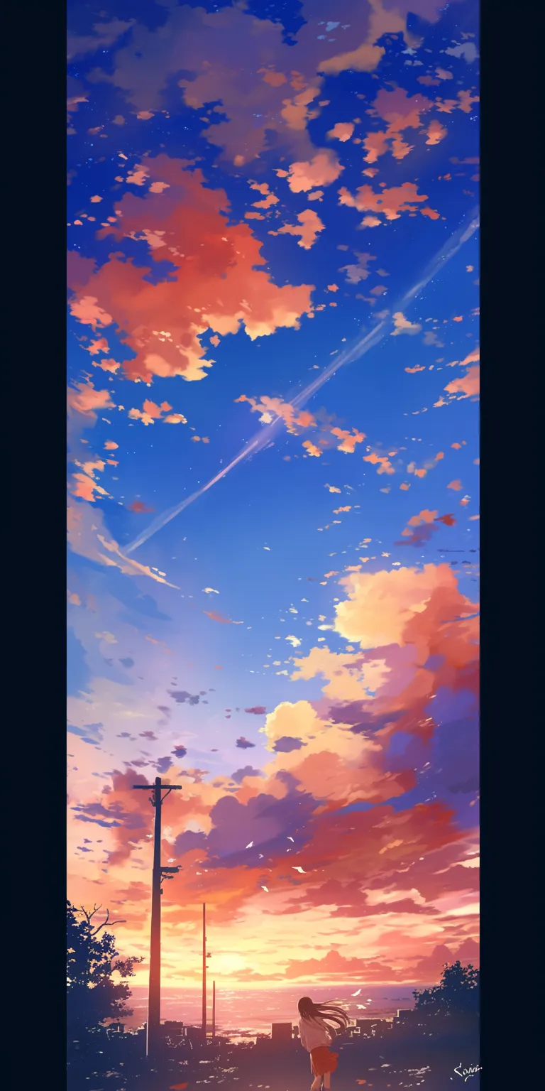 anime sky wallpaper sky, lockscreen, evangelion, sunset, lagann
