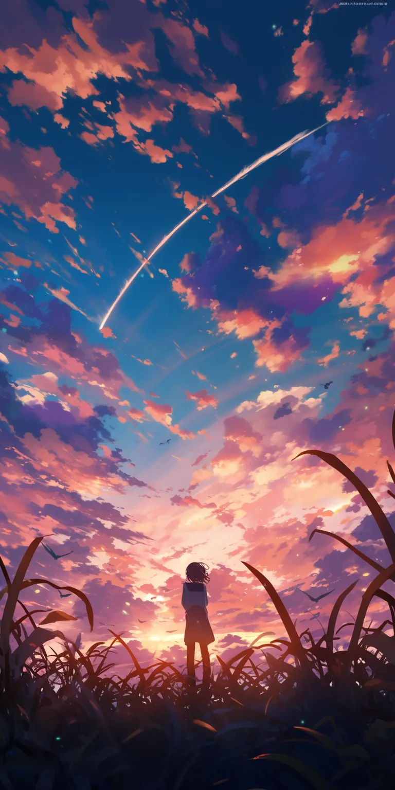 wallpaper 4k anime sky, franxx, sunset, ghibli, flcl