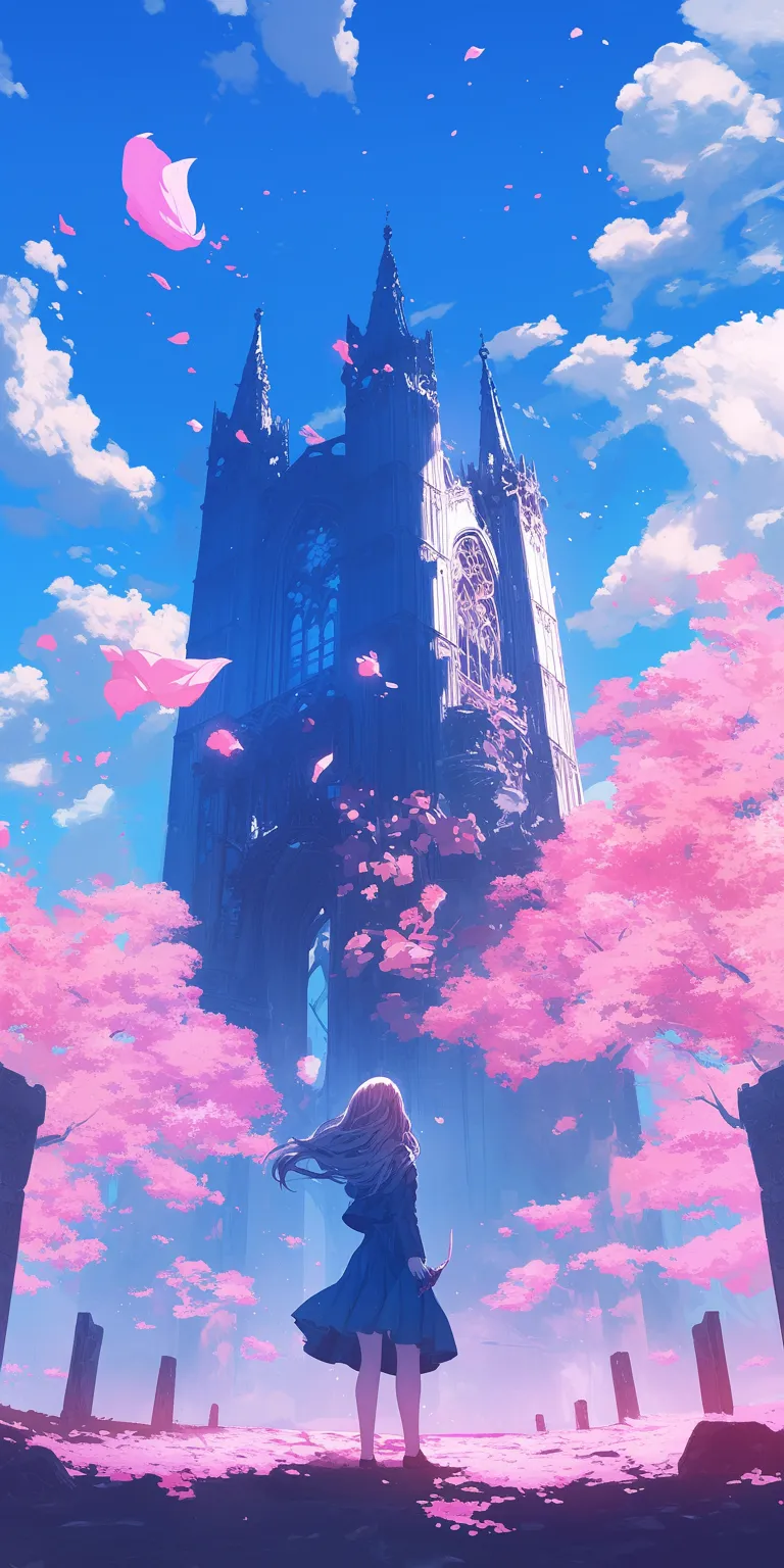 anime wallpaper phone noragami, castle, sakura, ghibli, wonderland