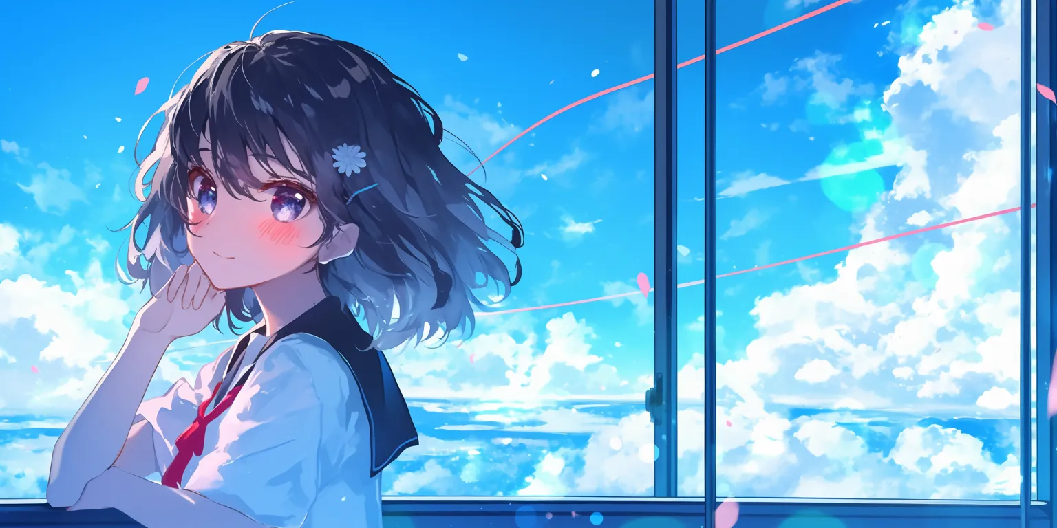 anime cute wallpaper 2560x1440, 1920x1080, 3440x1440, ocean, sky