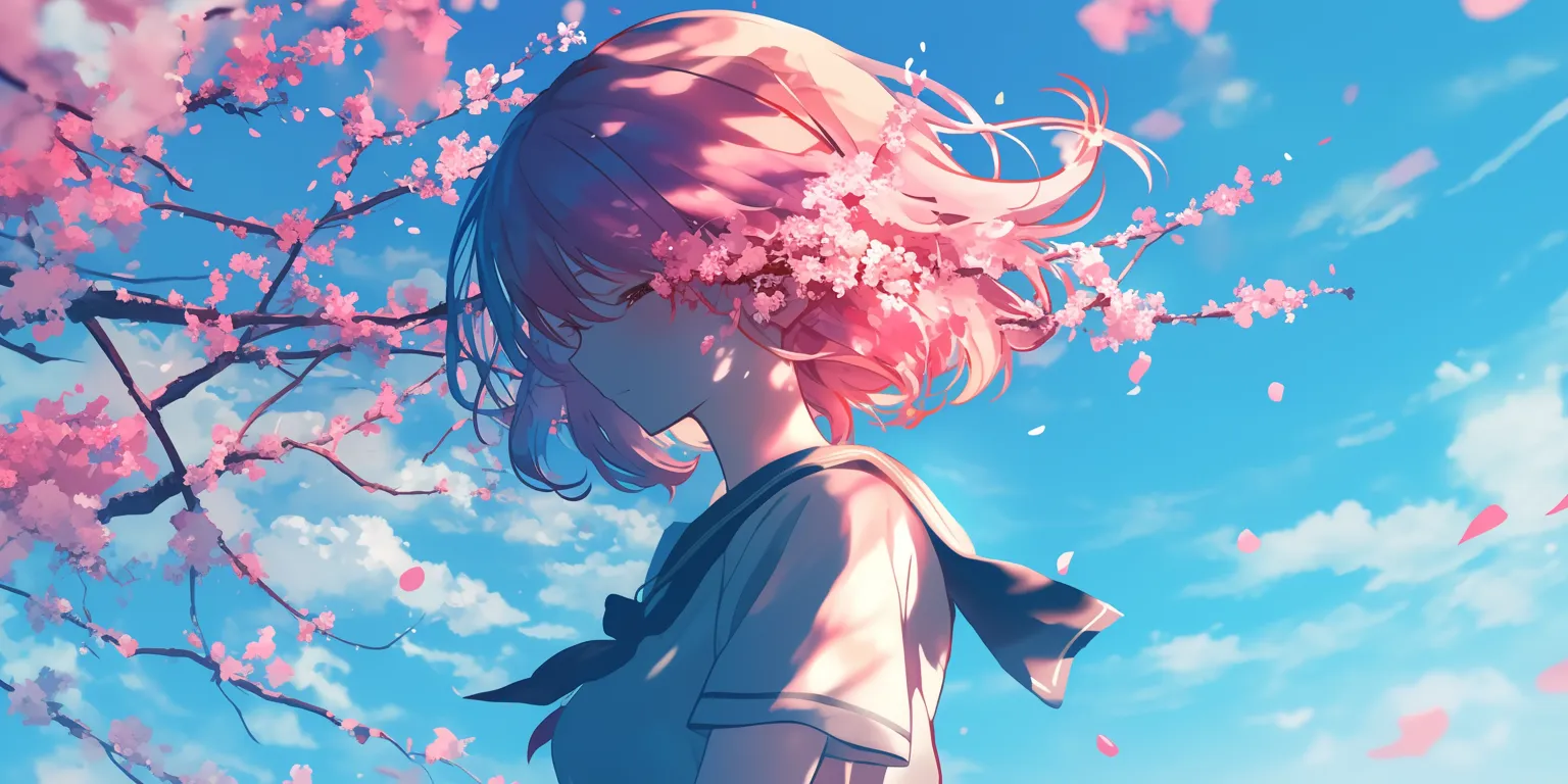 pink anime background sakura, blossom, haru, touka, ponyo