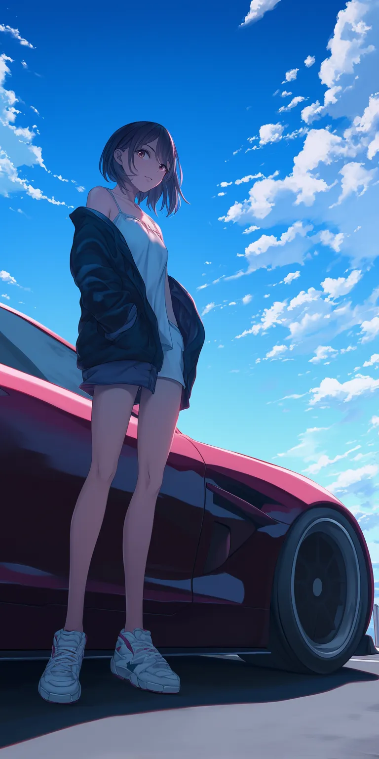 anime car wallpaper flcl, mirai, sky, tomori, ghibli