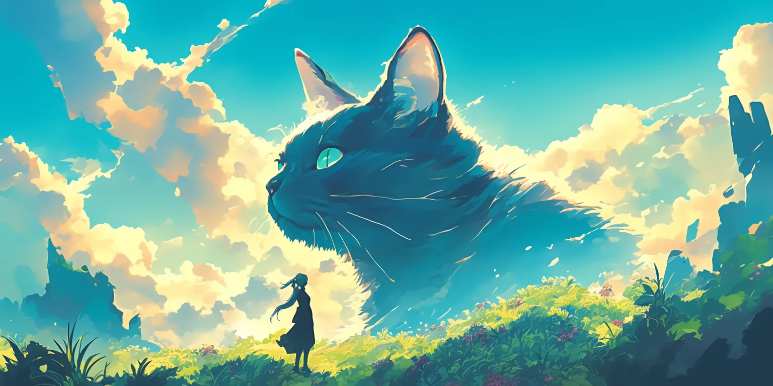 anime cat wallpaper ghibli, evergarden, flcl, mushishi, sky