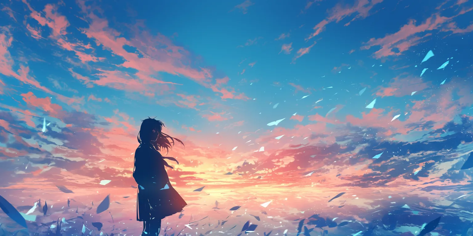 wallpaper mobile anime sky, ciel, bocchi, 2560x1440, sunset