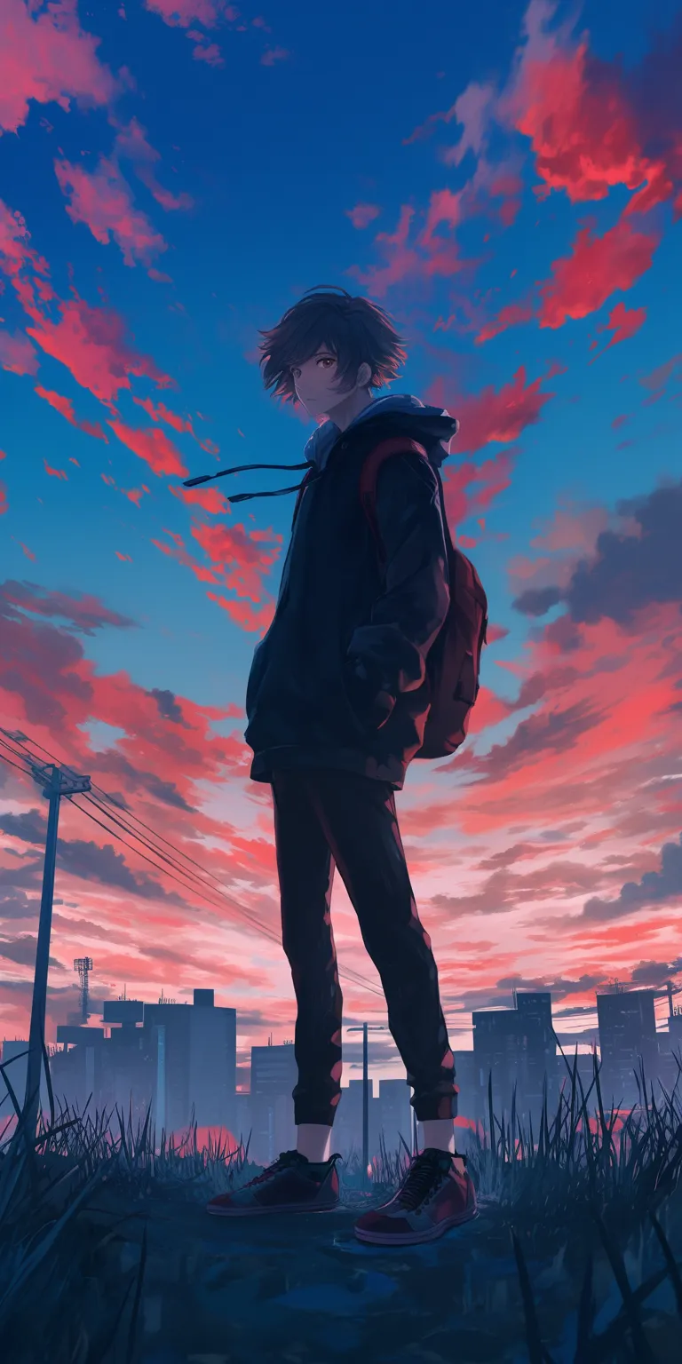 background wallpaper anime akira, flcl, sky, hiro, evangelion