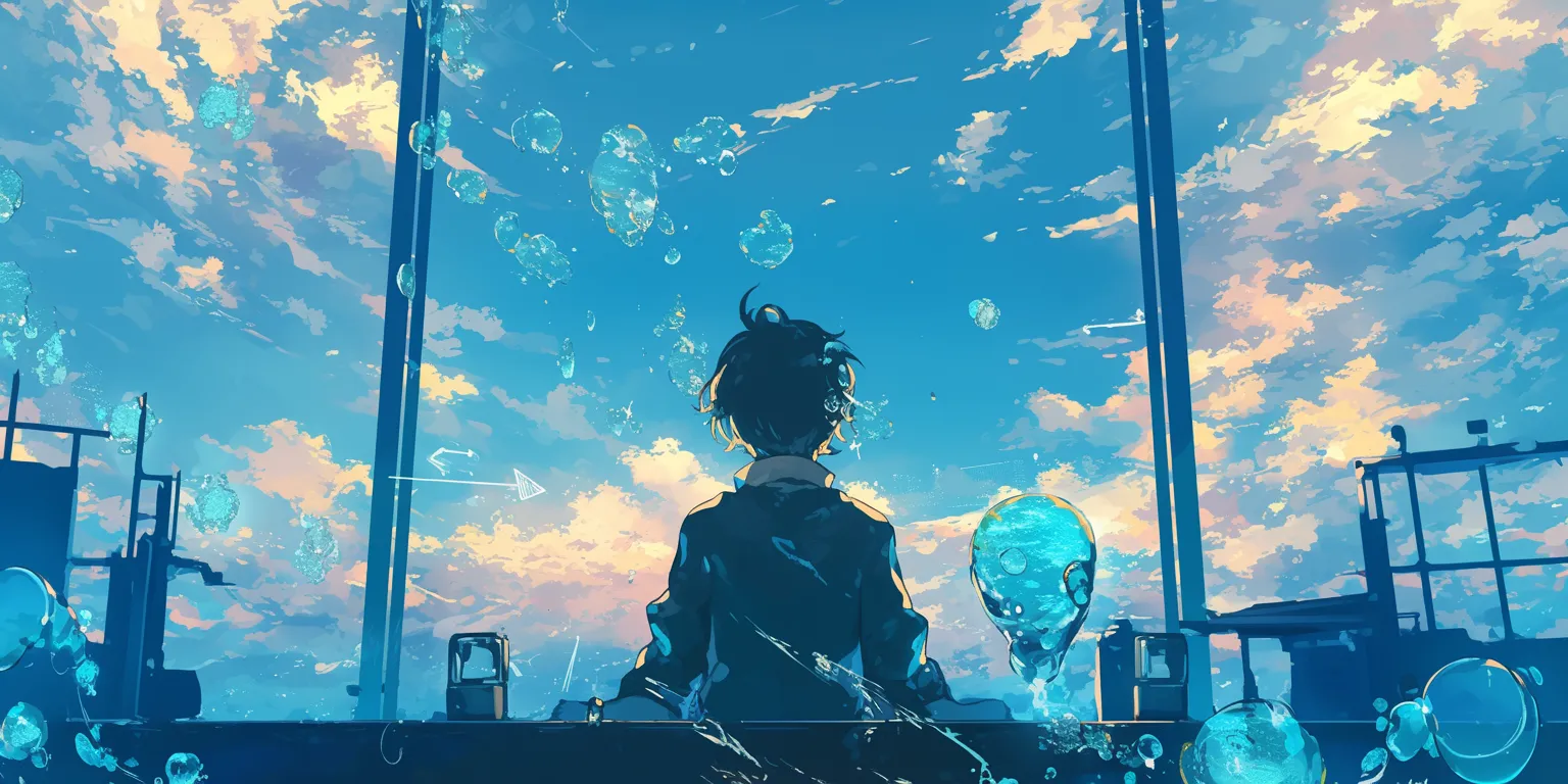 emo anime wallpaper ocean, ciel, sky, bubble, champloo