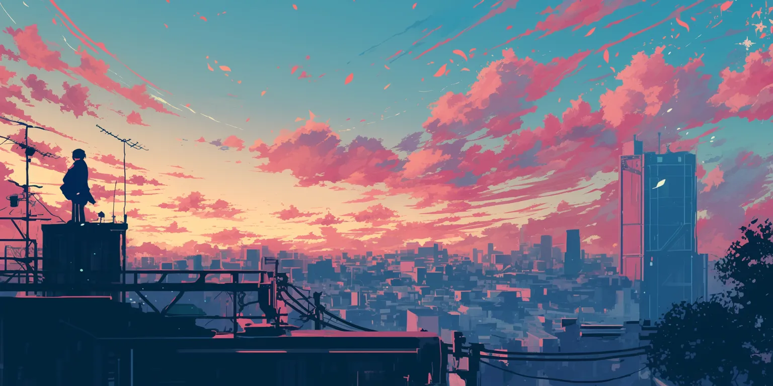 aesthetic anime background 3440x1440, flcl, 2560x1440, sunset, lofi