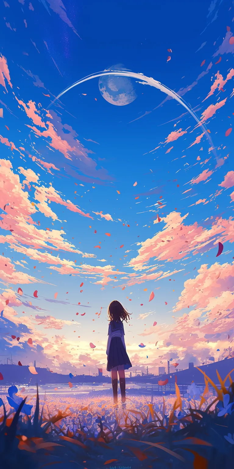 anime desktop wallpaper sky, sakura, ghibli, bocchi, haru
