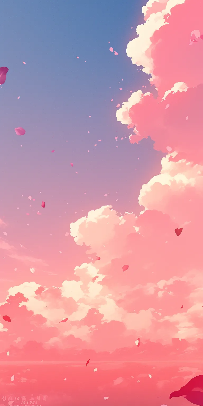 pink anime background hearts, sky, 2560x1440, heart