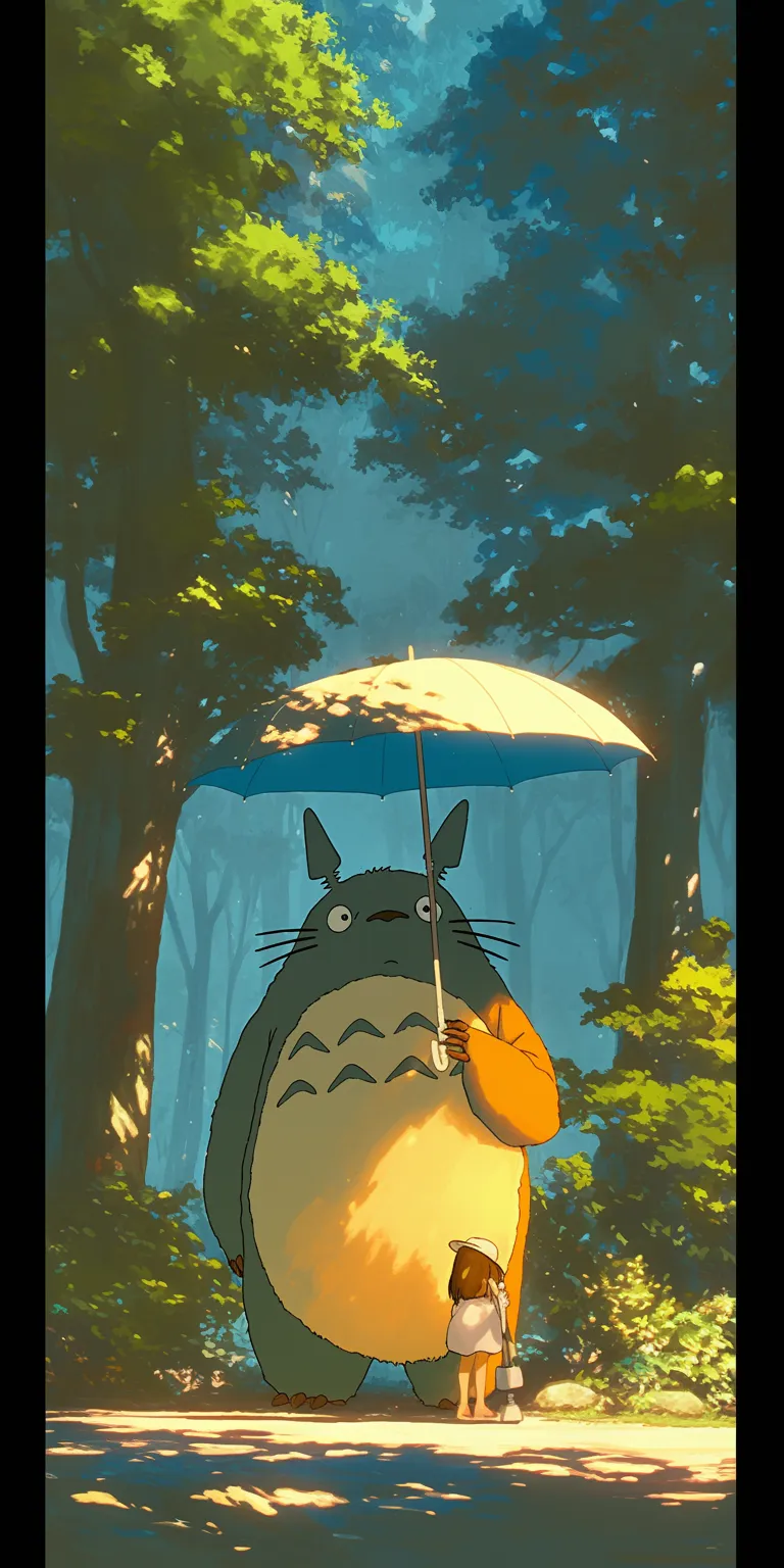 totoro desktop wallpaper totoro, ghibli, yuujinchou, rain, lockscreen