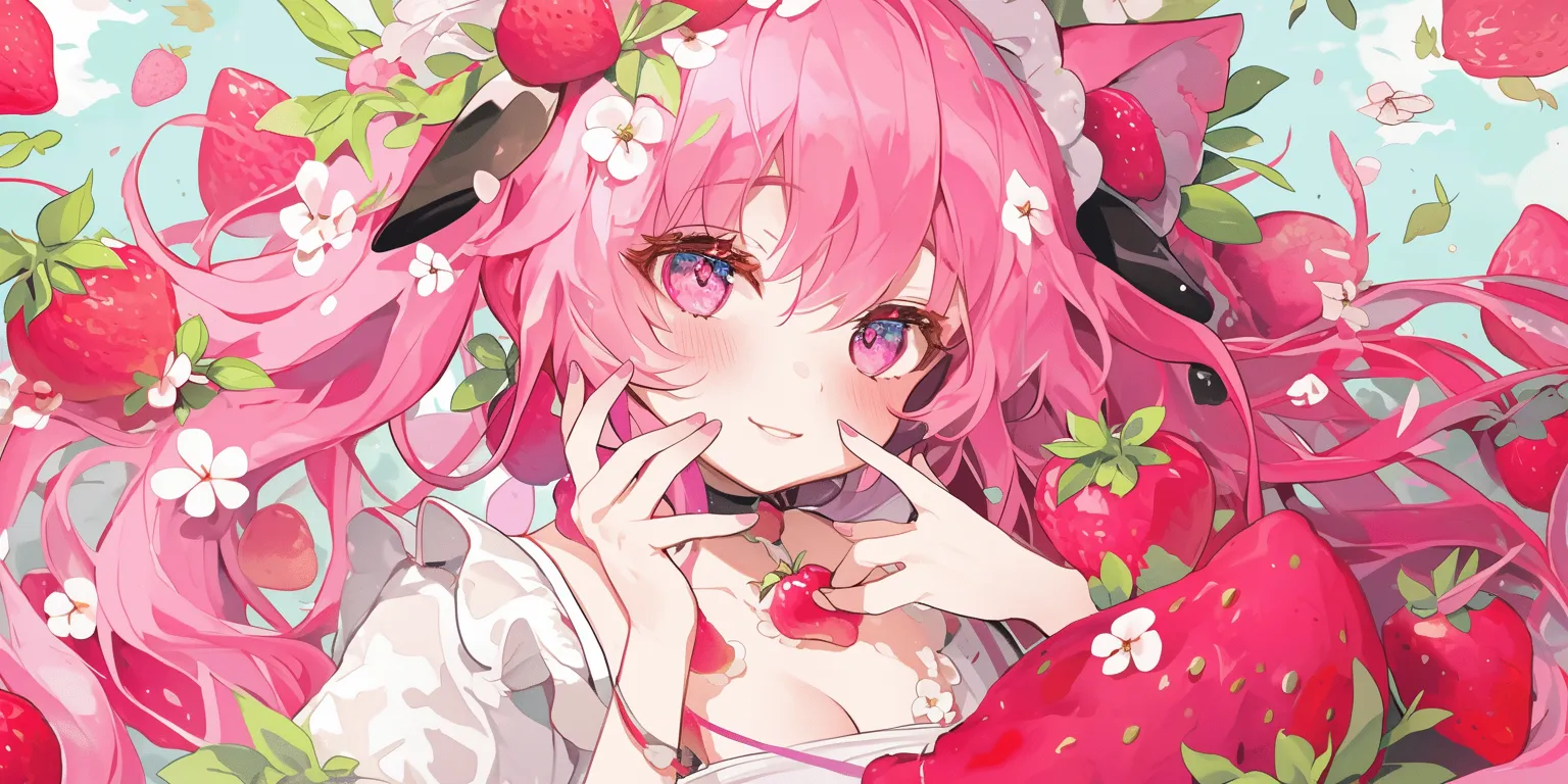 strawberry cow wallpaper strawberry, cherry, madoka, apple, kawaii