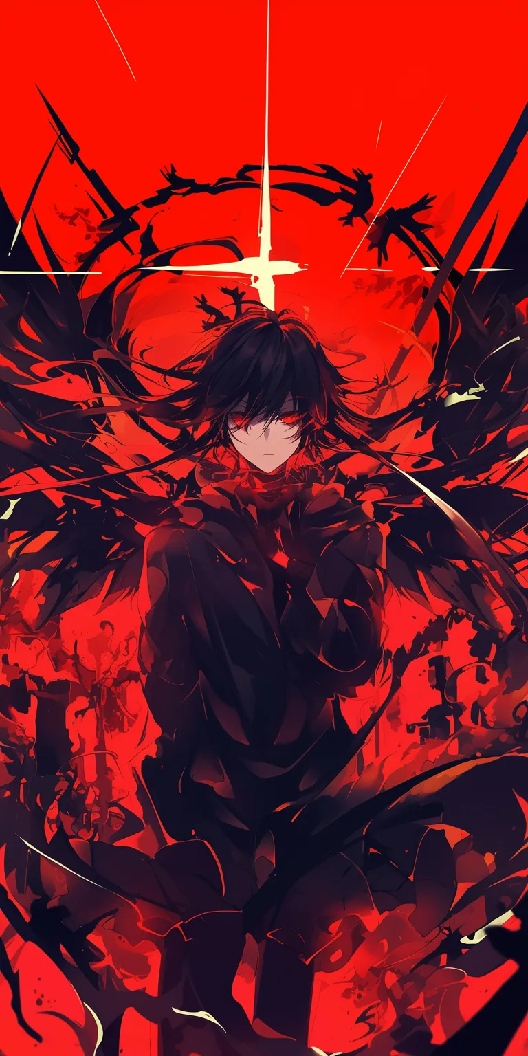 red wallpaper anime akame, dazai, gurren, devil, franxx