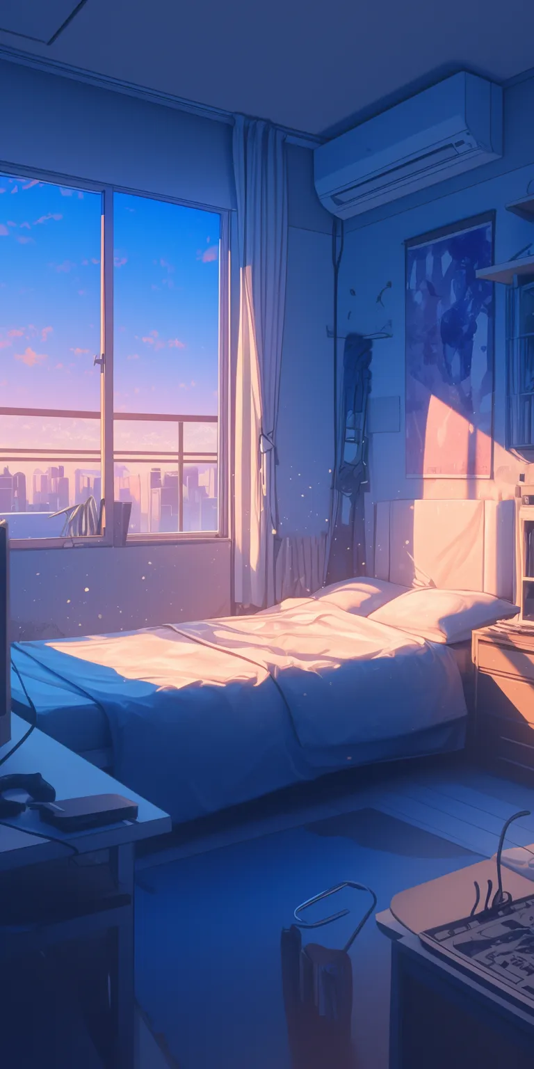 anime bed background bedroom, room, lofi, backgrounds, flcl