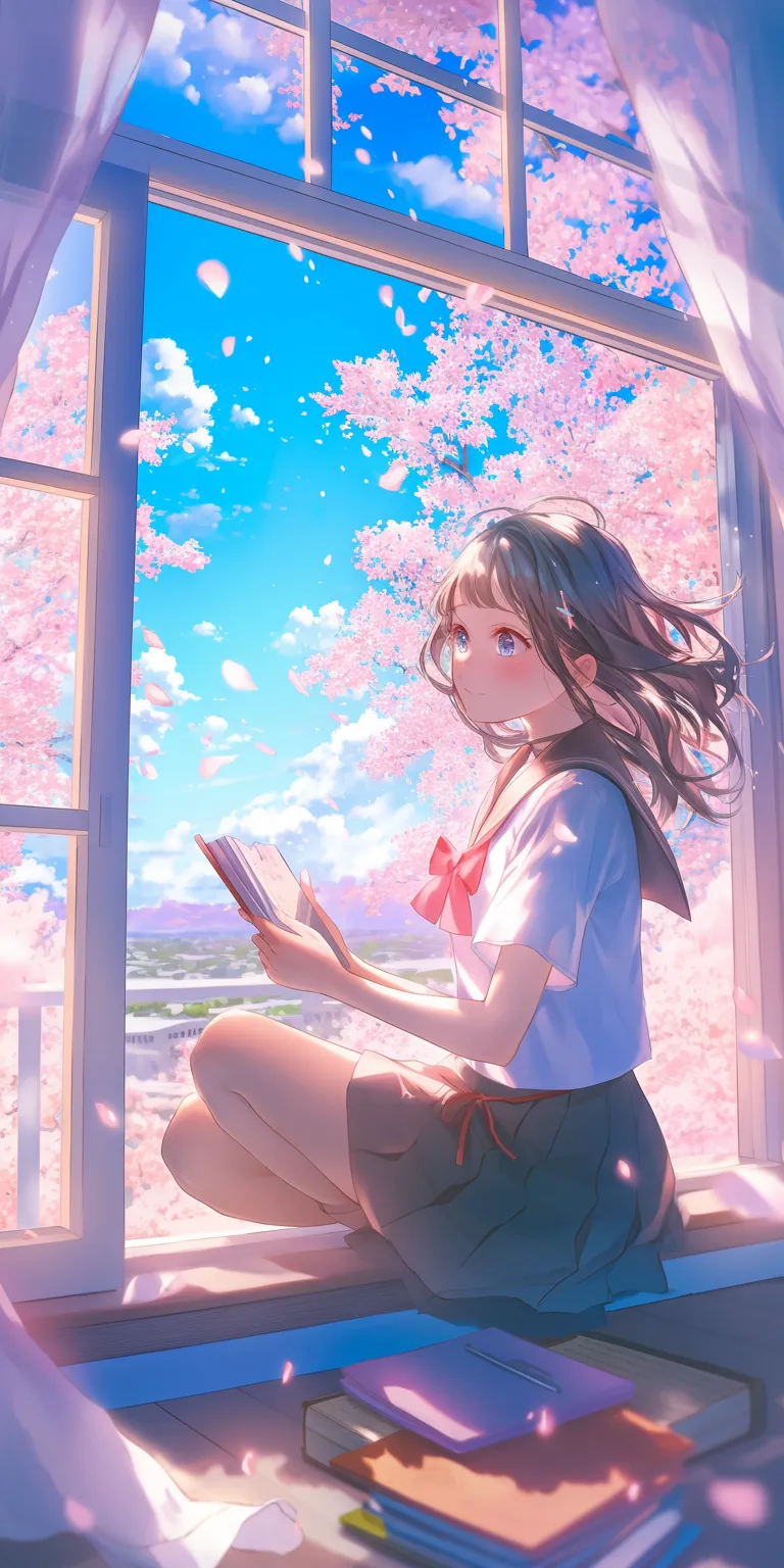 anime wallpaper phone sakura, hyouka, haru, sky, 2560x1440