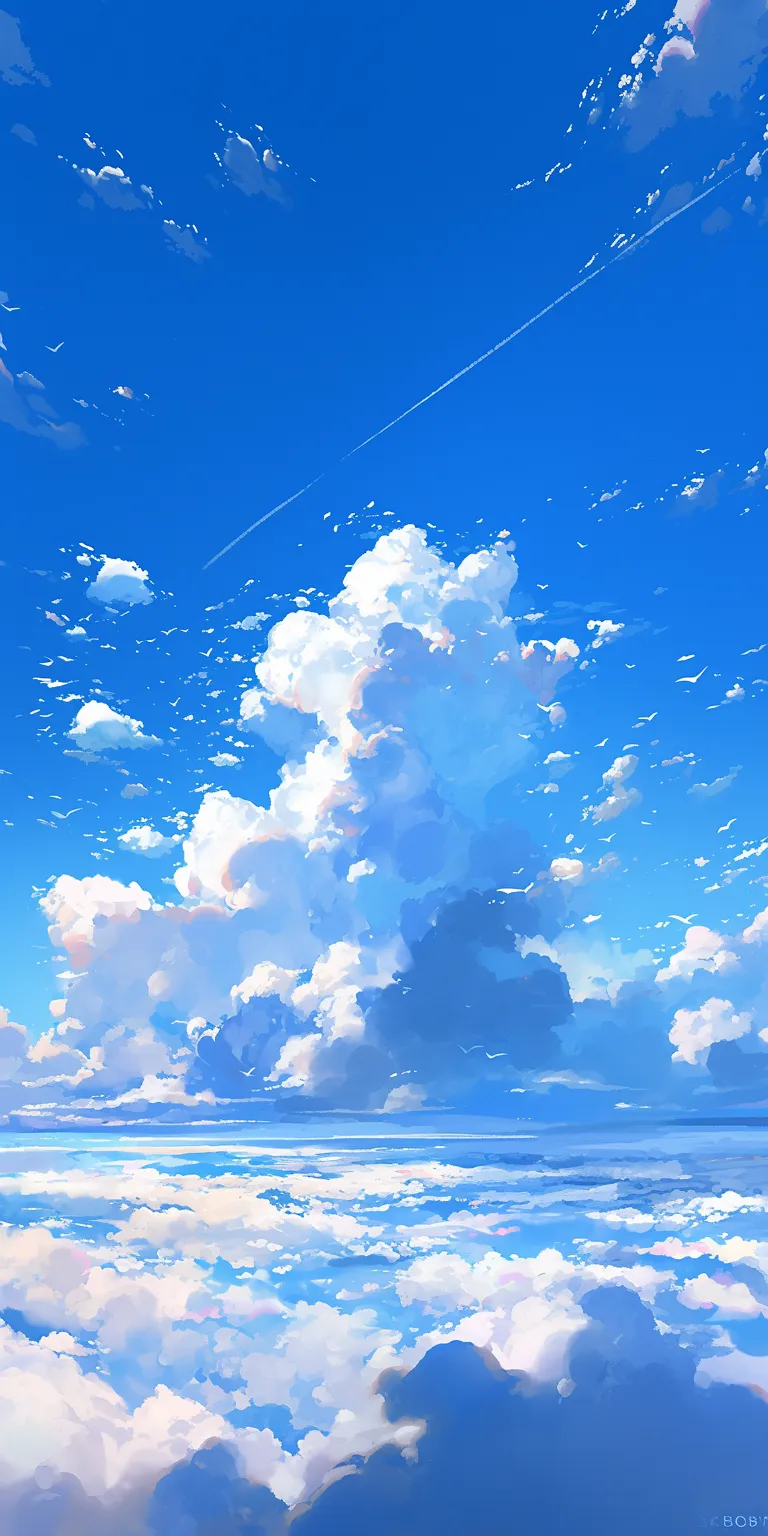 anime screensaver sky, ocean, ciel, 2560x1440, 1920x1080