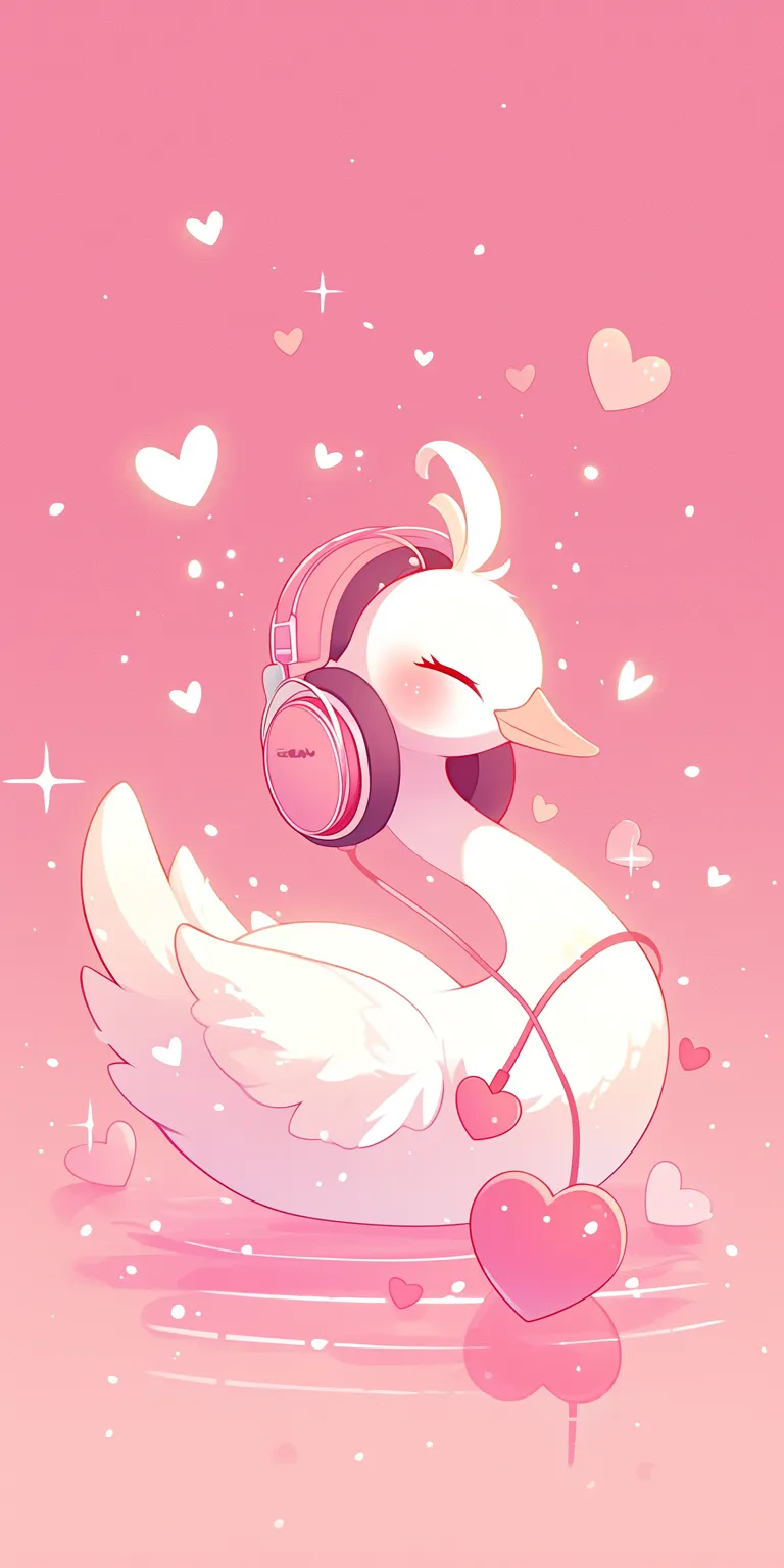 cute wallpapers kawaii music, duck, kawaii, pink, song