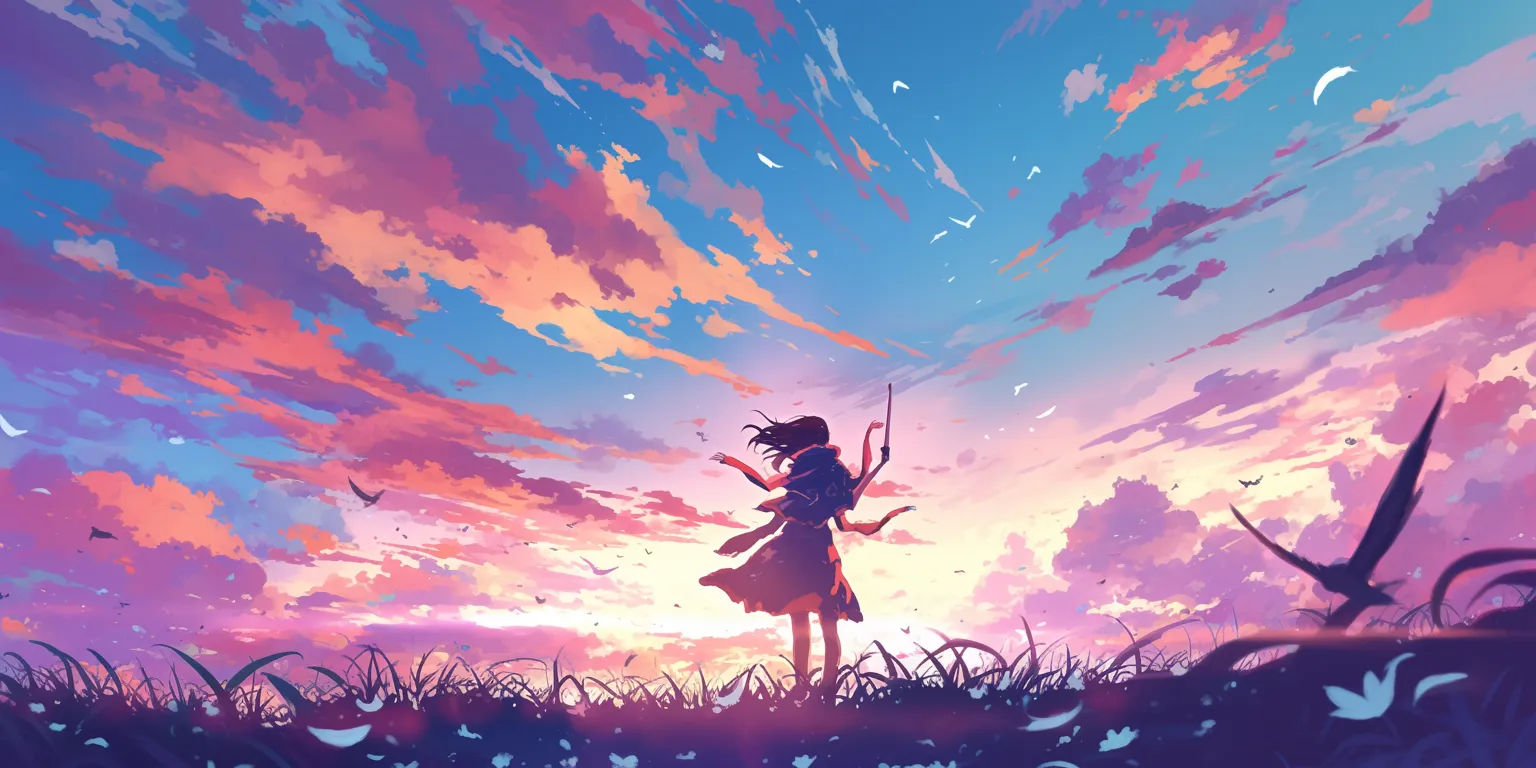 manga panel wallpaper sky, flcl, dororo, sunset, 2560x1440