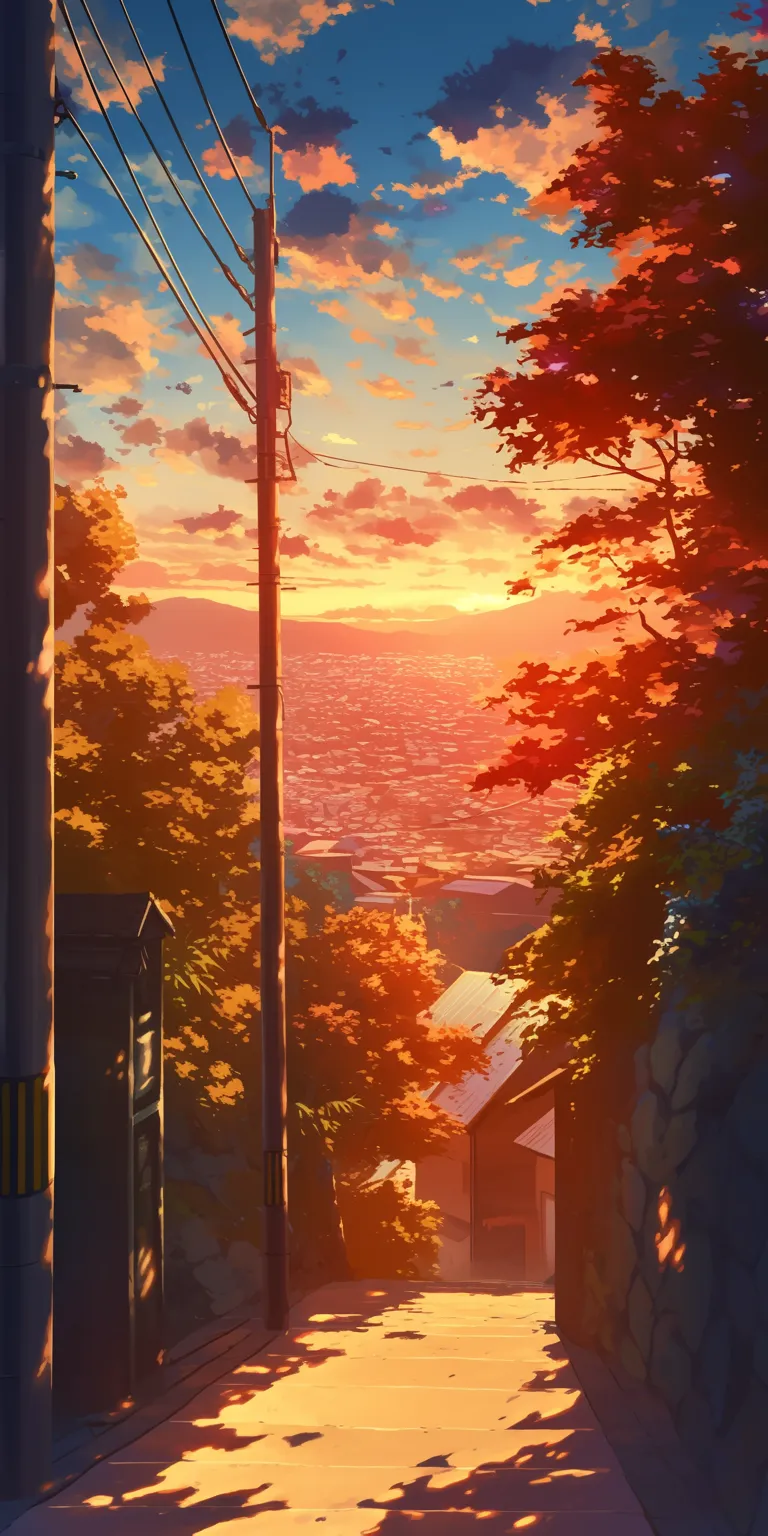 anime wallpaper iphone sunset, ghibli, scenery, yuujinchou, lofi