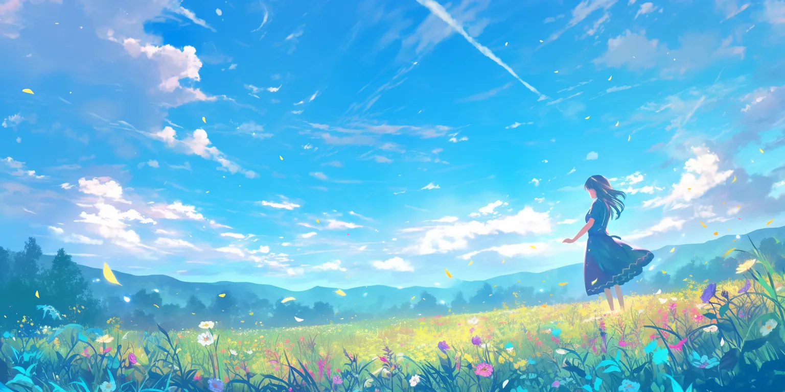 beautiful anime wallpaper field, ghibli, 2560x1440, yuru, scenery