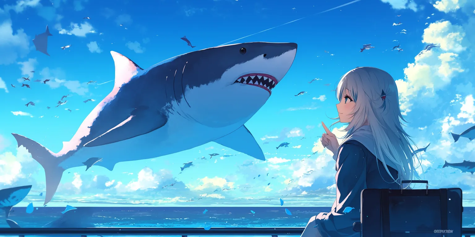 shark wallpaper 4k shark, ocean, ghibli, whale, bocchi