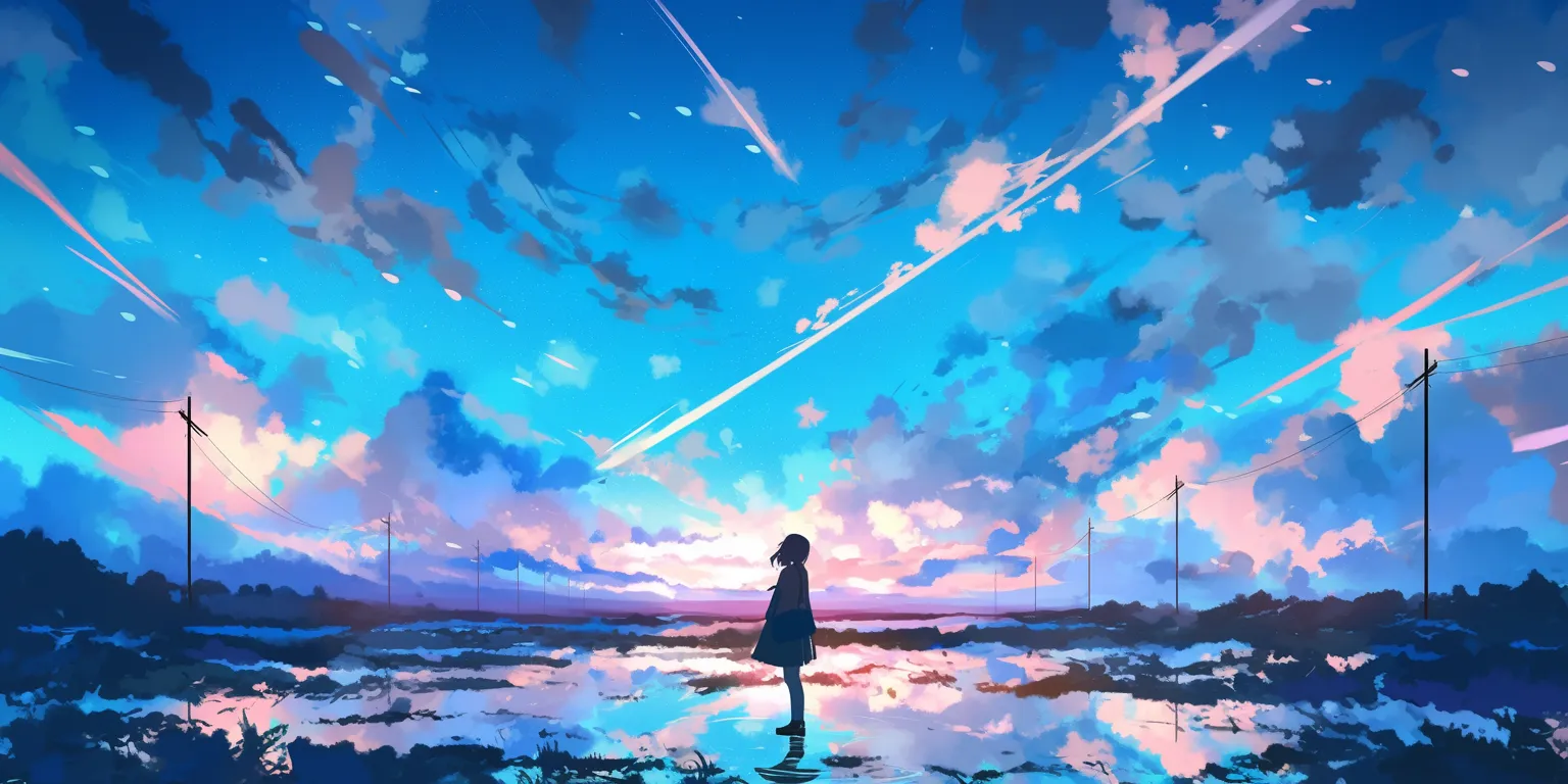 moving anime wallpaper sky, ciel, bocchi, ocean, 2560x1440