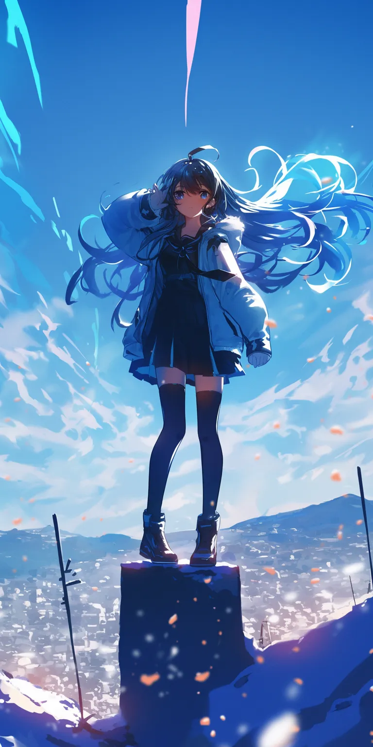anime desktop wallpaper aqua, ciel, miku, hatsune, sky