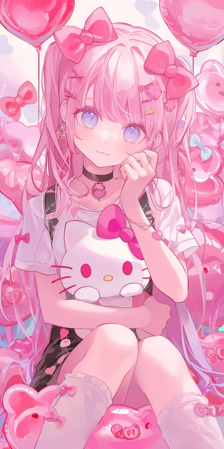 hello kitty cute wallpaper kawaii, kuromi, pink, madoka