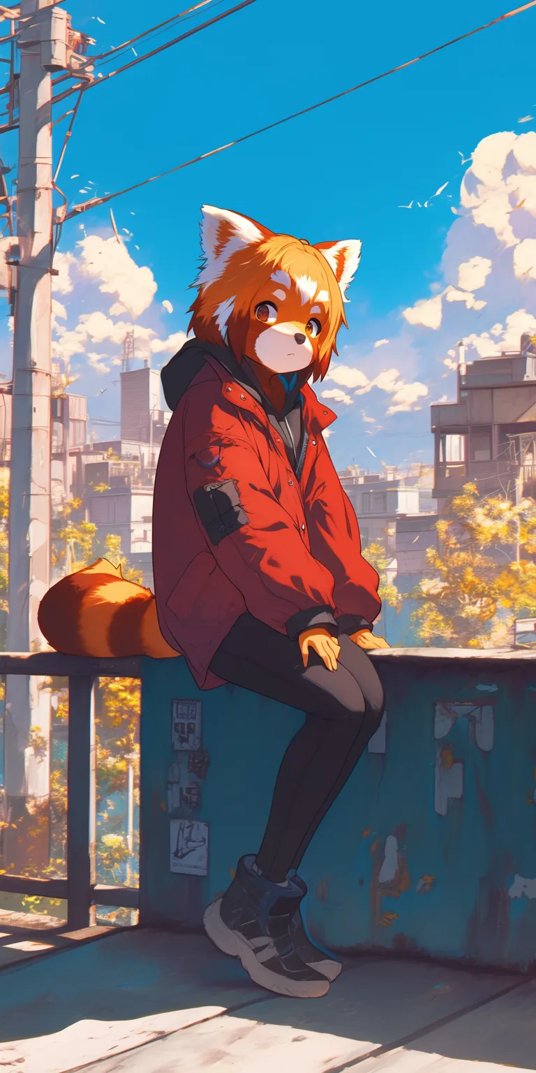 red panda wallpaper kurama, fox, hiro, denji, flcl