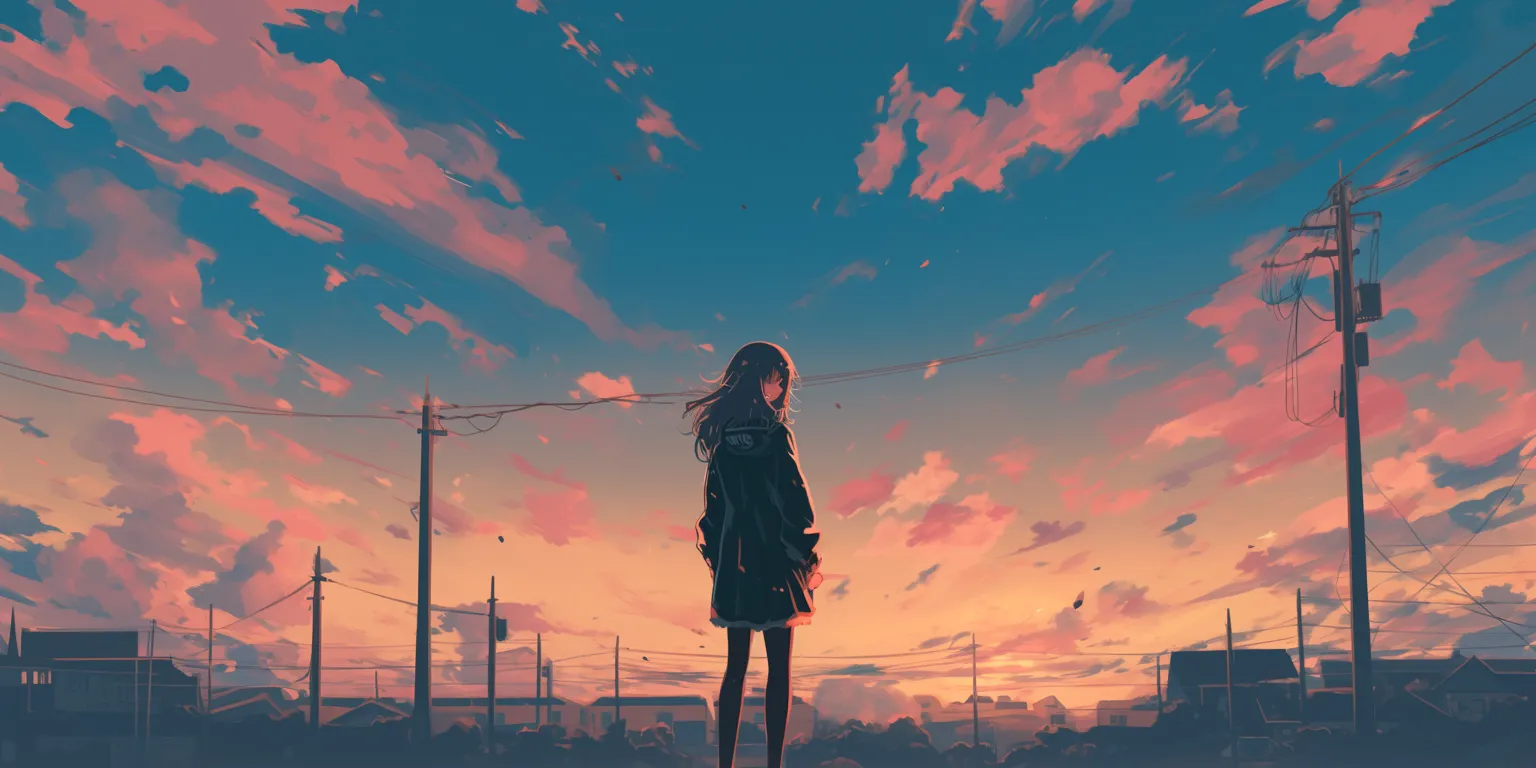 iphone anime wallpaper sky, flcl, sunset, lofi, alone