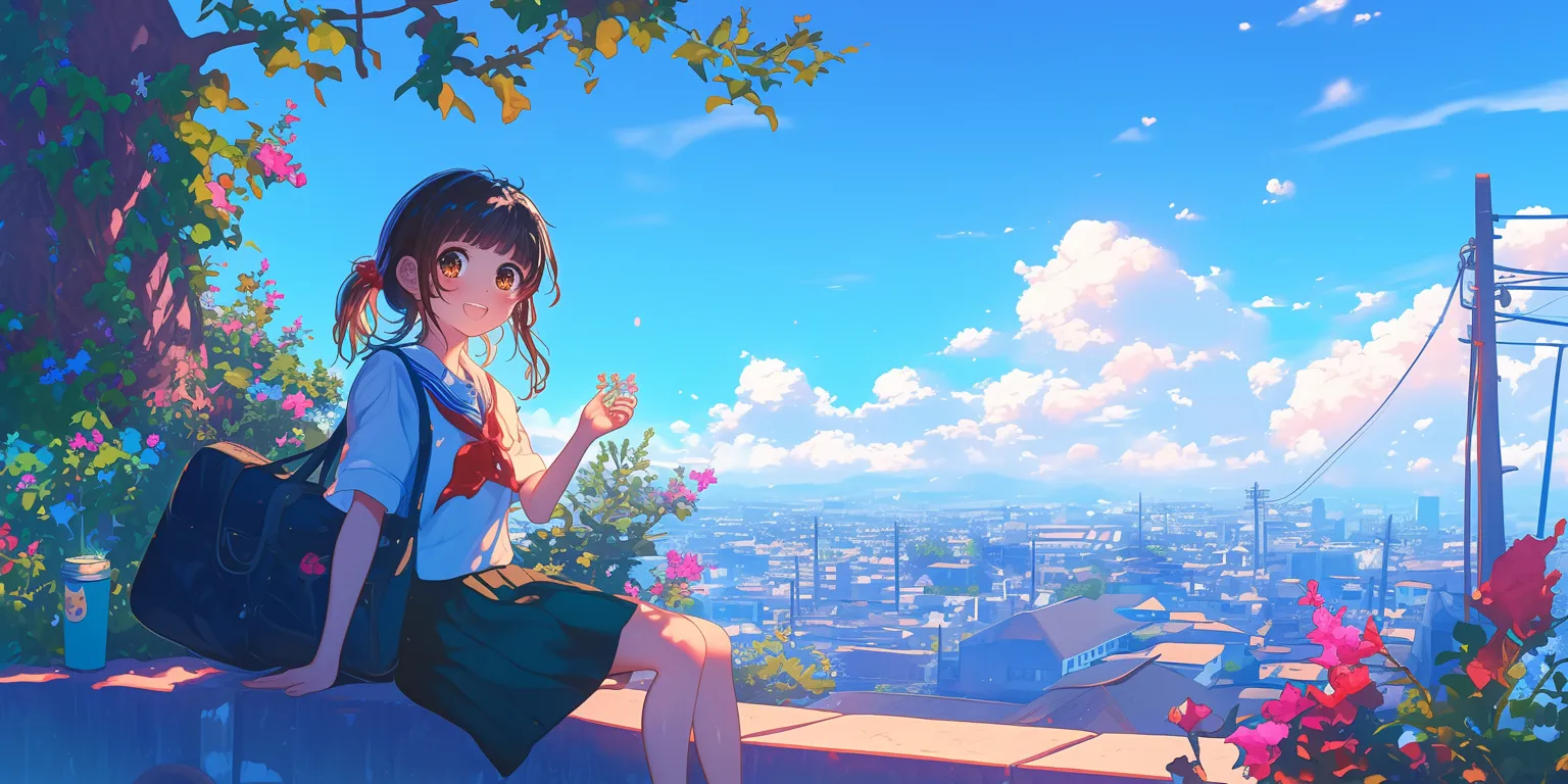 cute wallpaper anime 1920x1080, 2560x1440, 3440x1440, sakura, sky