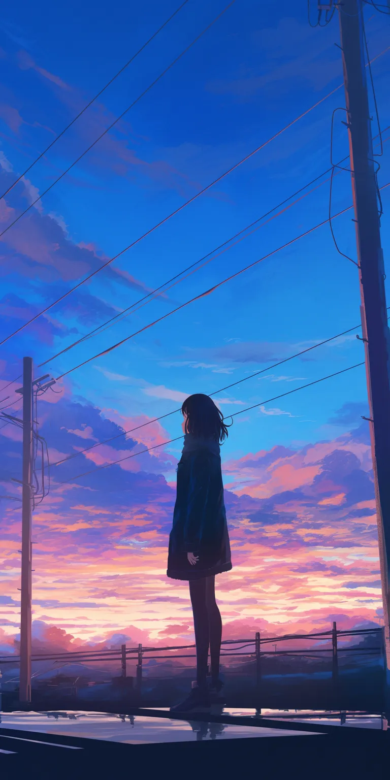 anime sad wallpaper sky, flcl, sunset, lofi, lockscreen