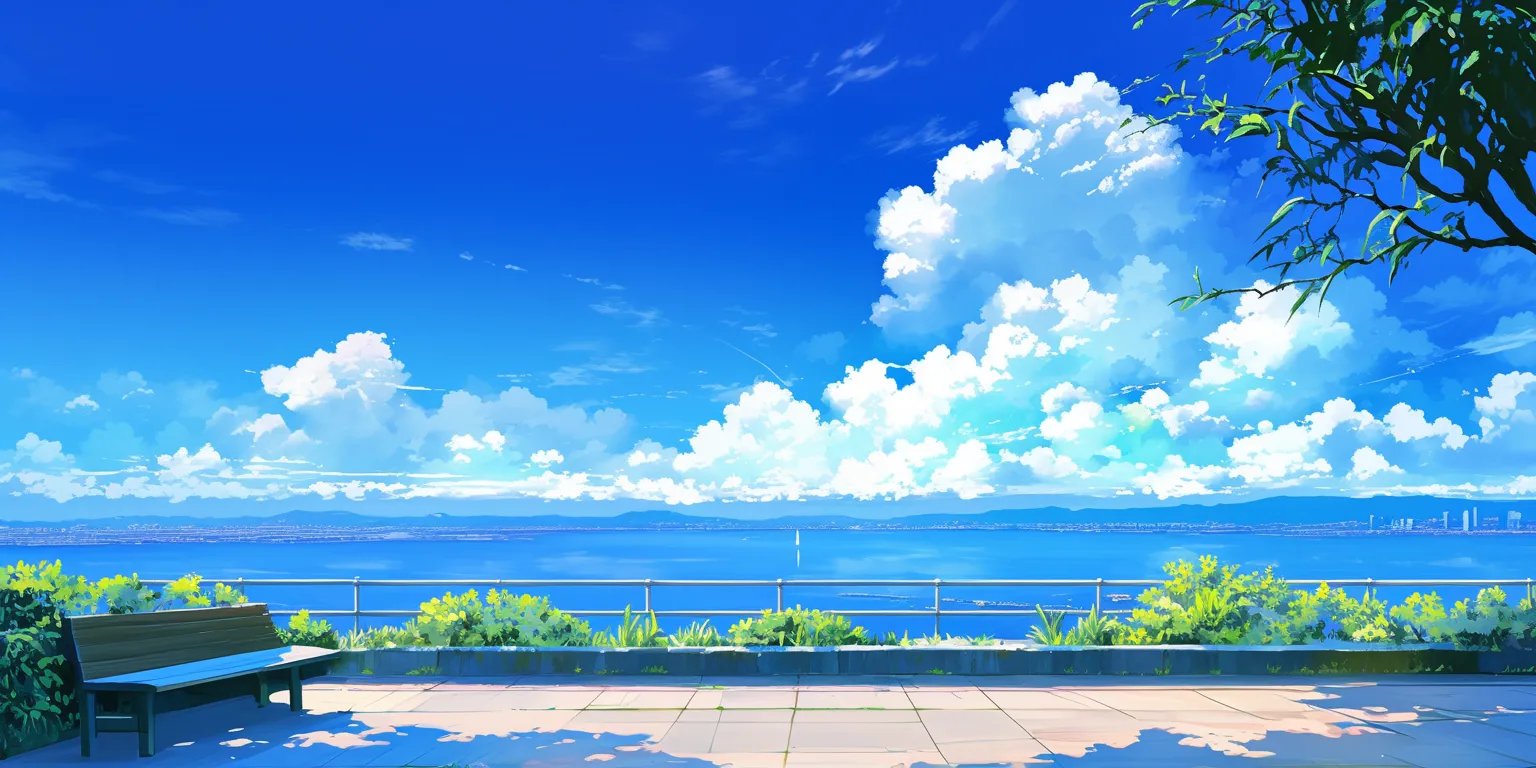 anime sky wallpaper ocean, scenery, 3440x1440, backgrounds, 2560x1440