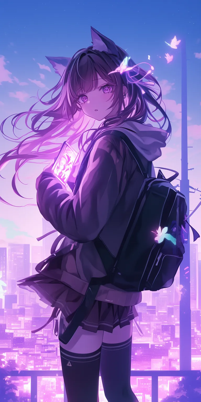 purple anime background tomori, tohka, yuuki, shouko, lockscreen