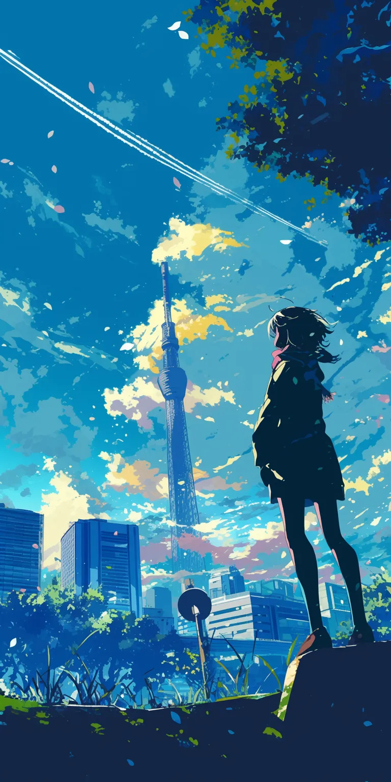 cool anime wallpaper flcl, sky, tokyo, lofi, mirai
