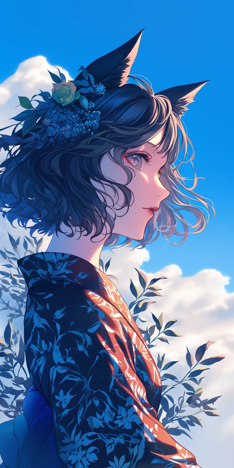 anime wallpaper for phone ciel, haru, touka, sky, blossom