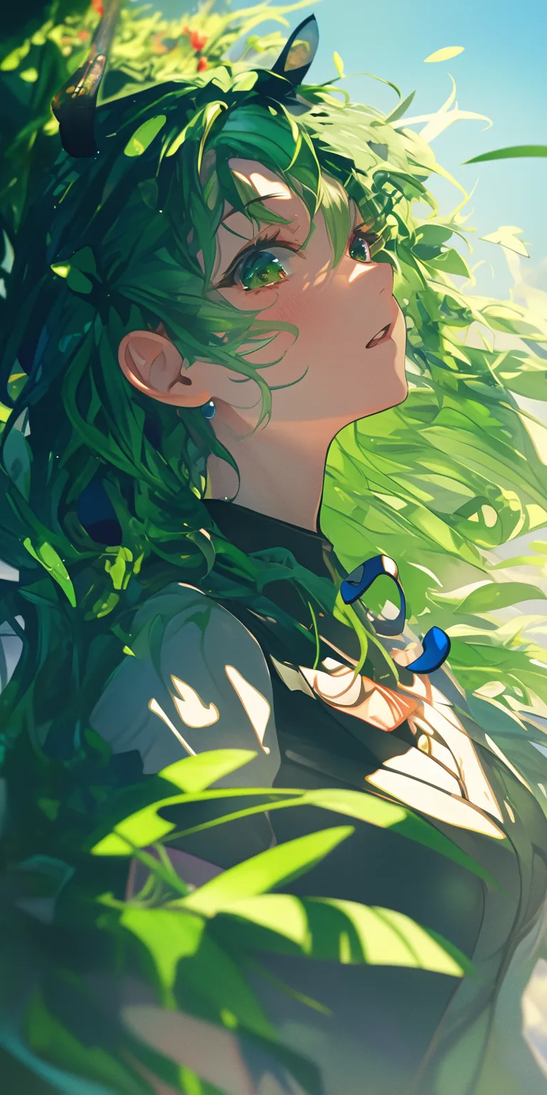 anime green wallpaper green, illumi, clover, forest, evergarden