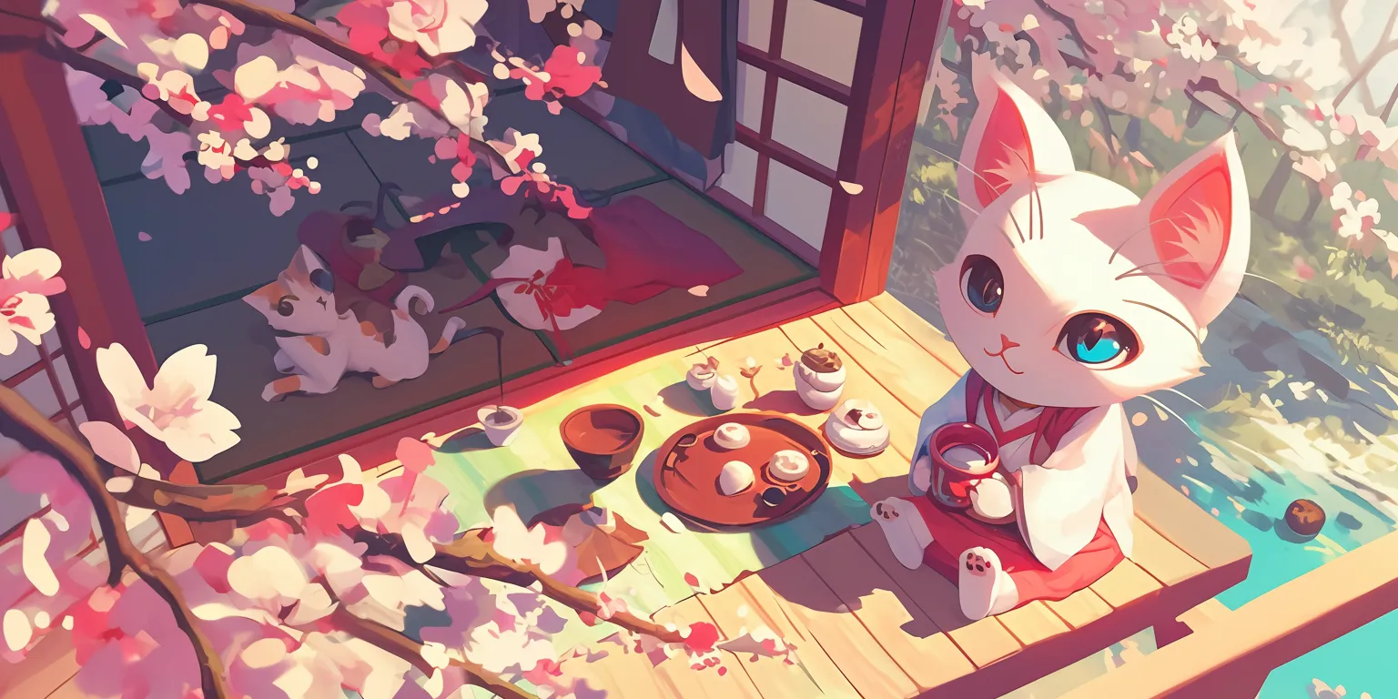 cute cat wallpaper cartoon natsume, ghibli, blossom, yuujinchou, kitty