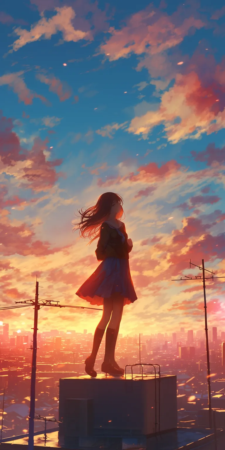 anime wallpaper for android sky, ciel, nishimiya, sunset