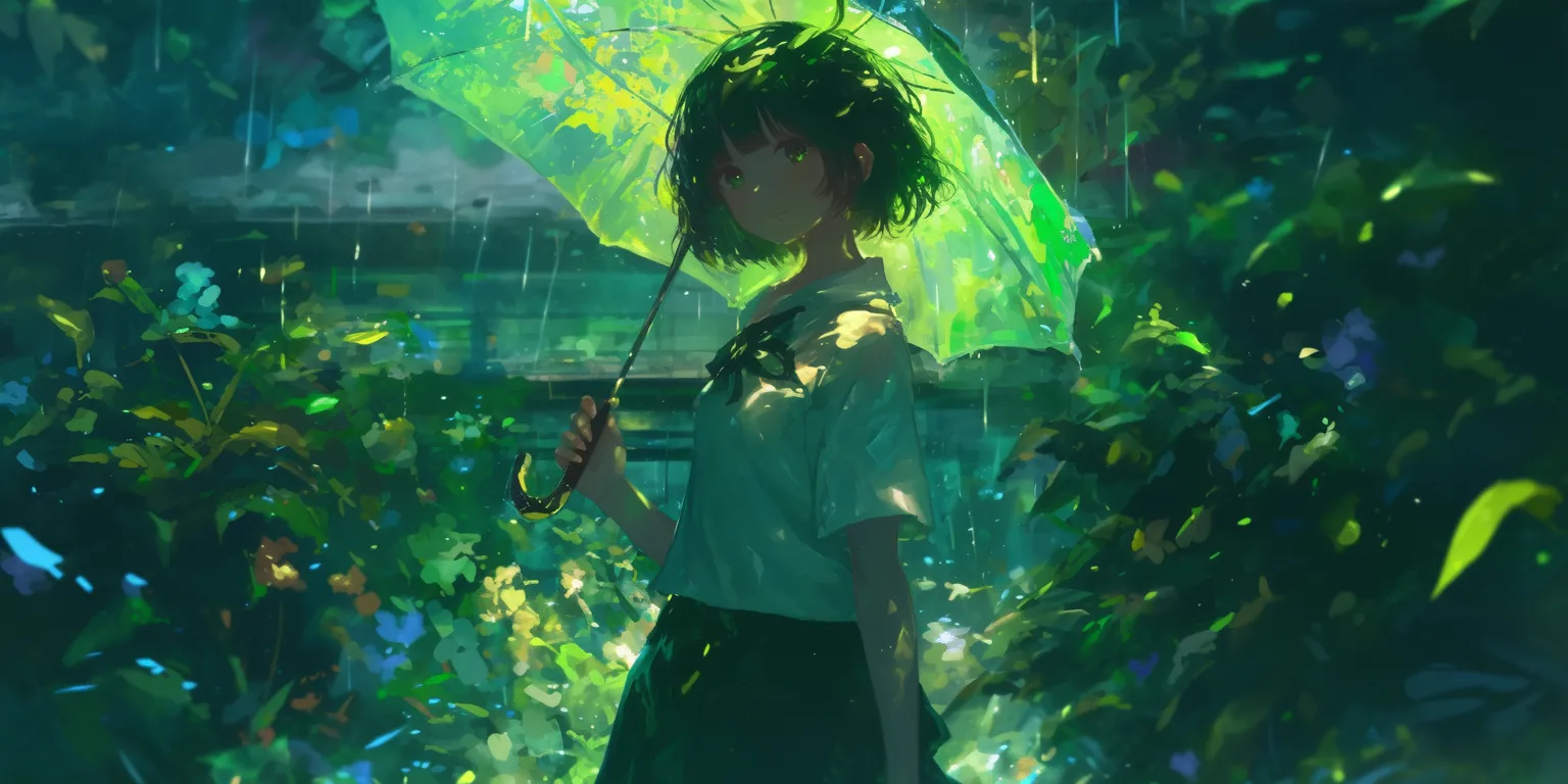 anime green wallpaper ghibli, green, suzuya, rain, 1920x1080