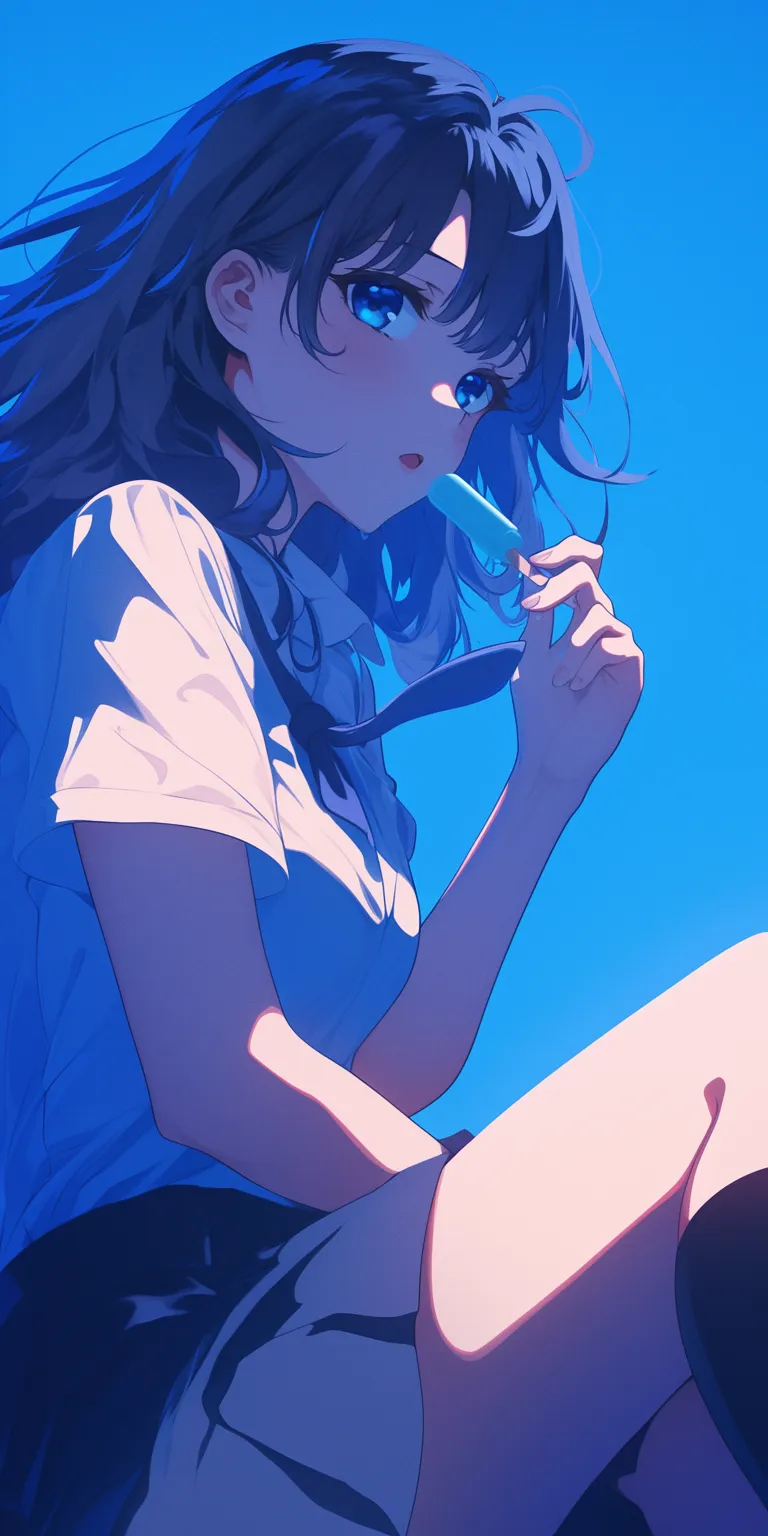 blue anime wallpaper blue, hyouka, haru, himura, tomori