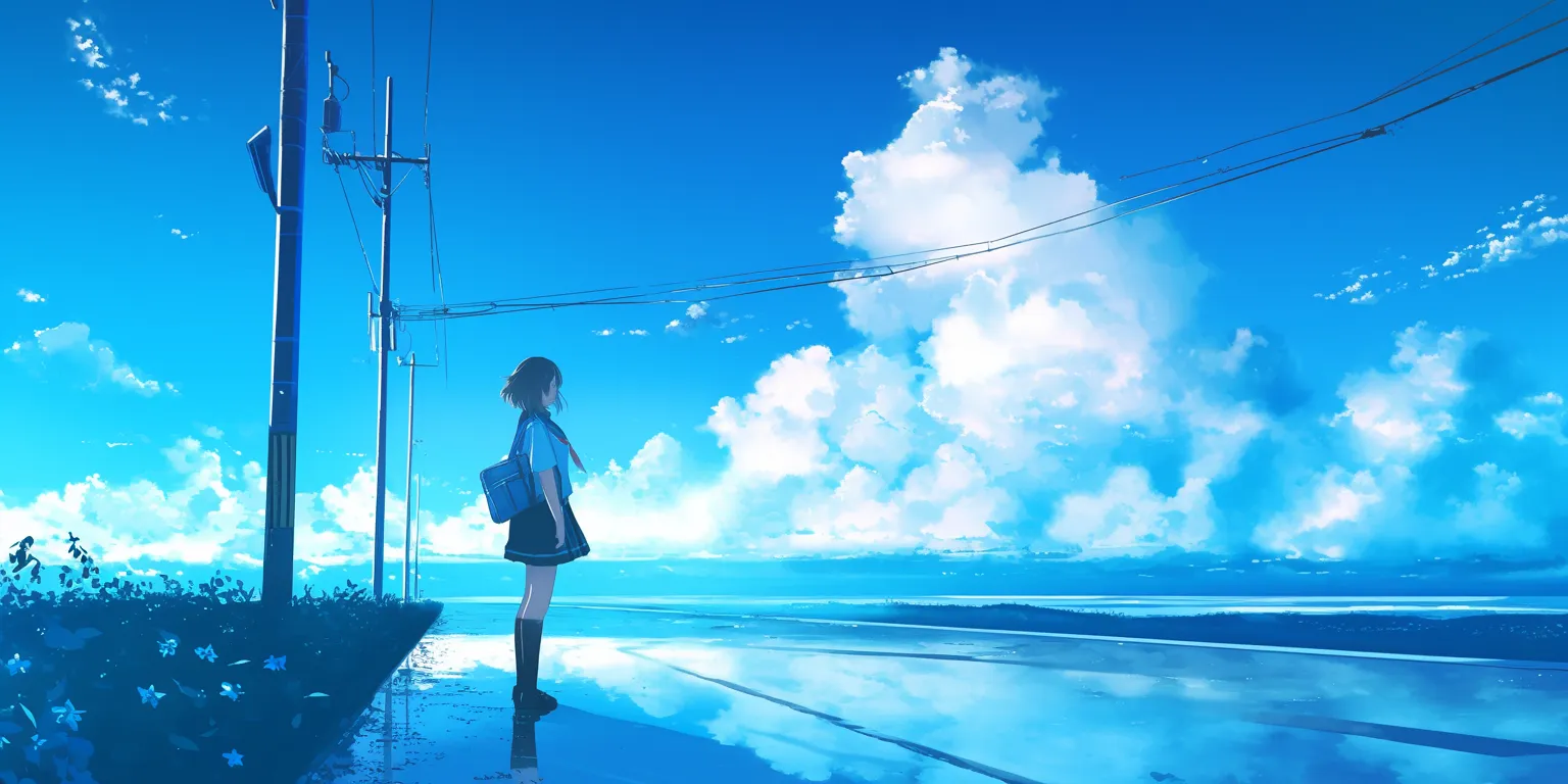motion wallpapers ocean, sky, sailor, nishimiya, ciel