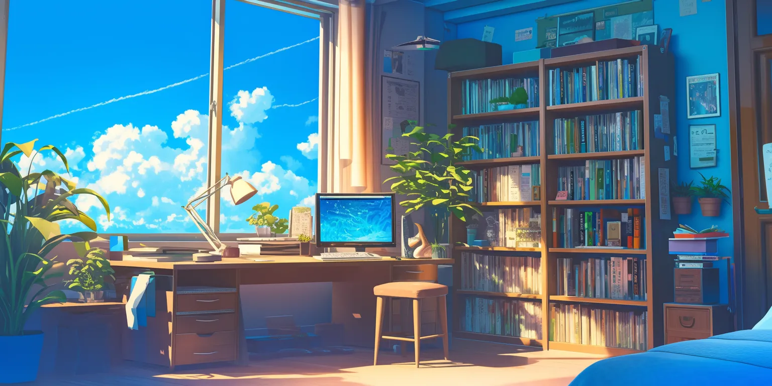 bedroom anime background classroom, lofi, room, backgrounds, computer