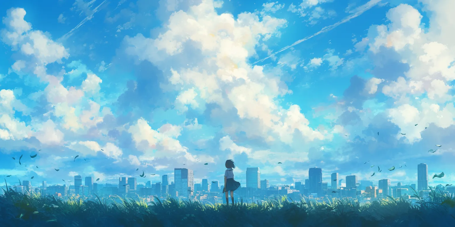 moving phone wallpaper ghibli, flcl, sky, scenery, hyouka