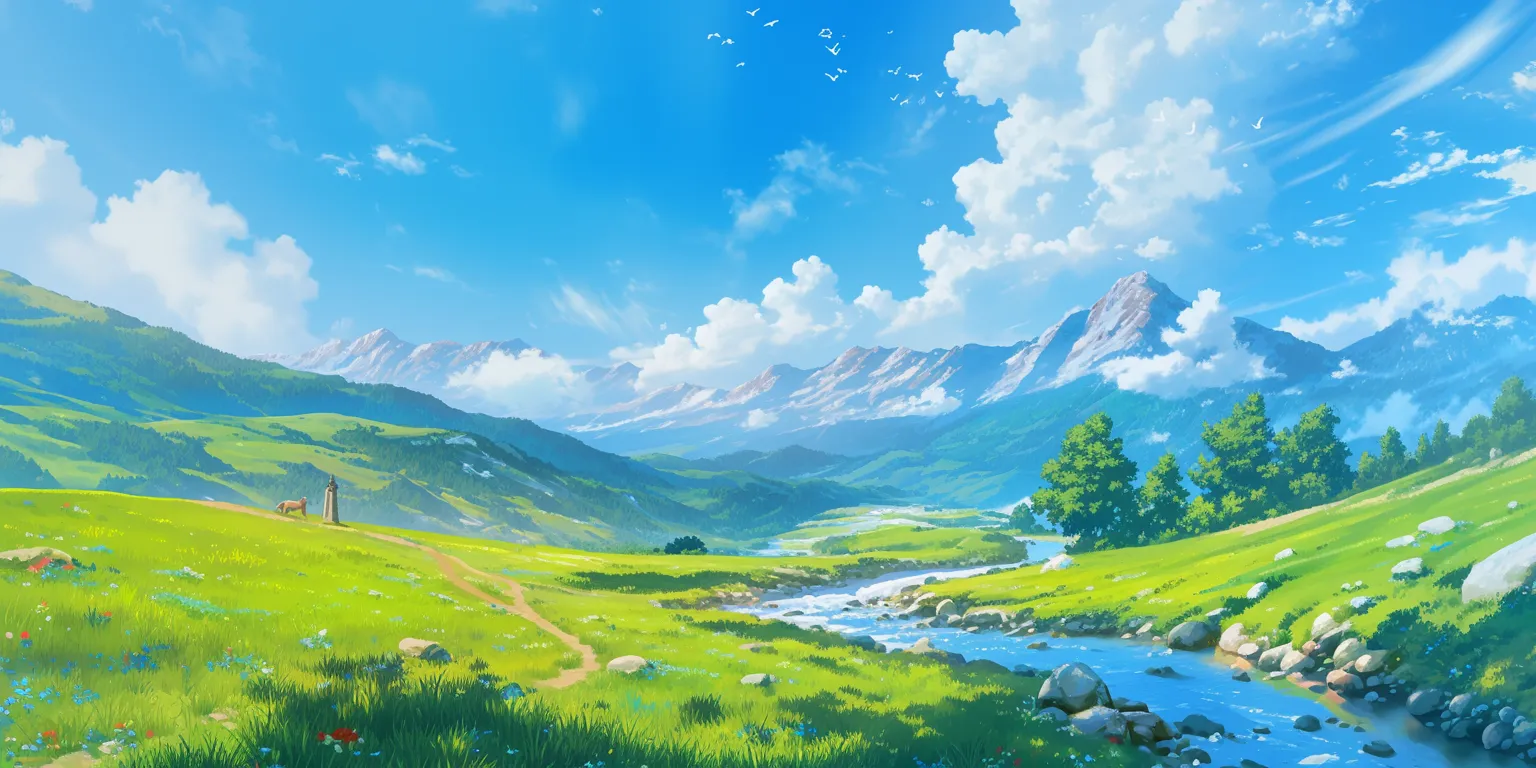 anime background 4k evergarden, landscape, ghibli, 2560x1440, 3440x1440