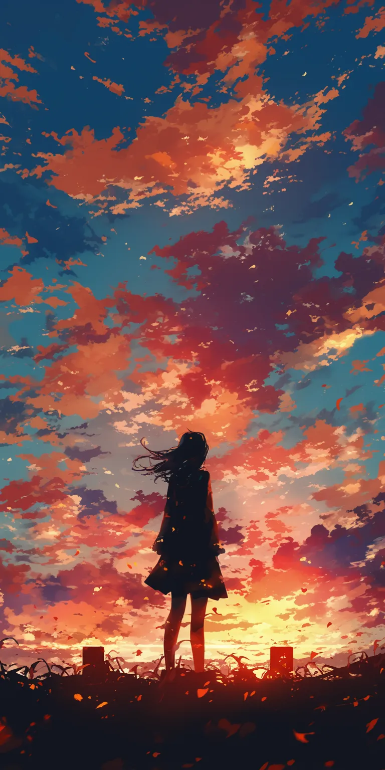 sad anime wallpaper sky, sunset, lockscreen, touka, ghibli