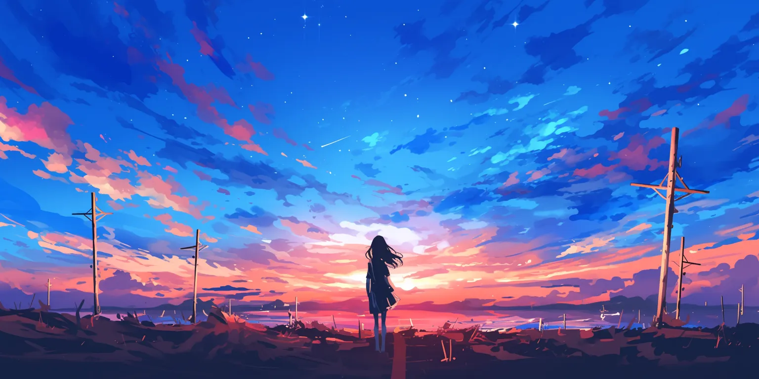 free anime wallpaper sky, sunset, 2560x1440, 1920x1080, alone