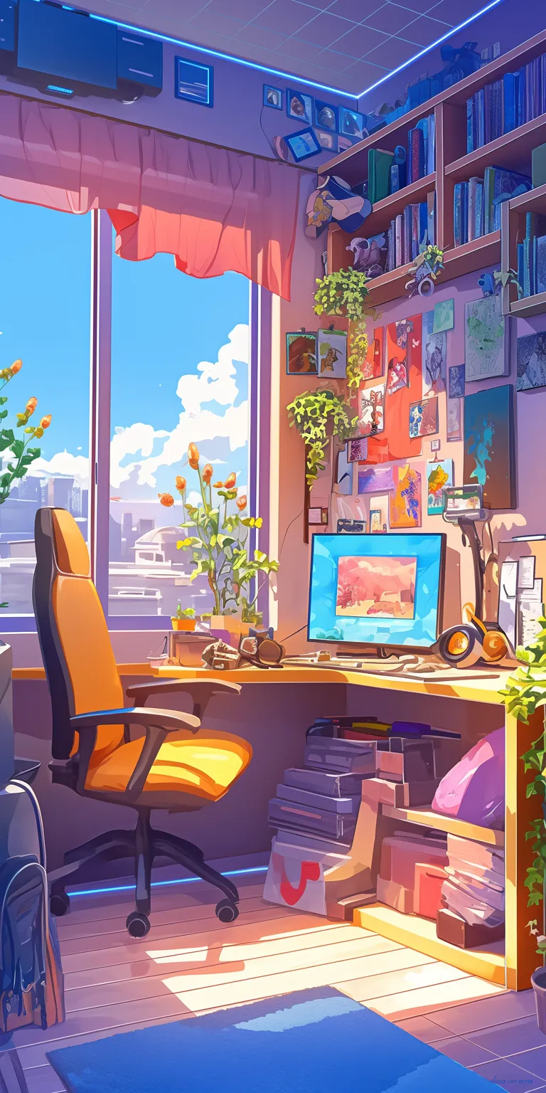 anime bedroom background lofi, desktop, aesthetic, classroom, 3440x1440