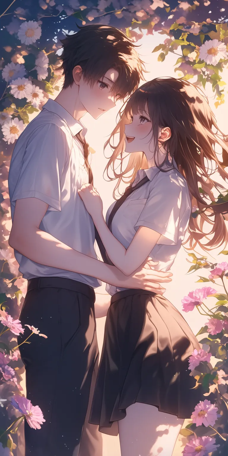 cute anime couple pictures hyouka, kissing, blossom, couple, kamisama